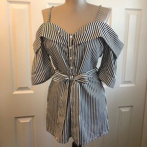 Black and white stripped romper